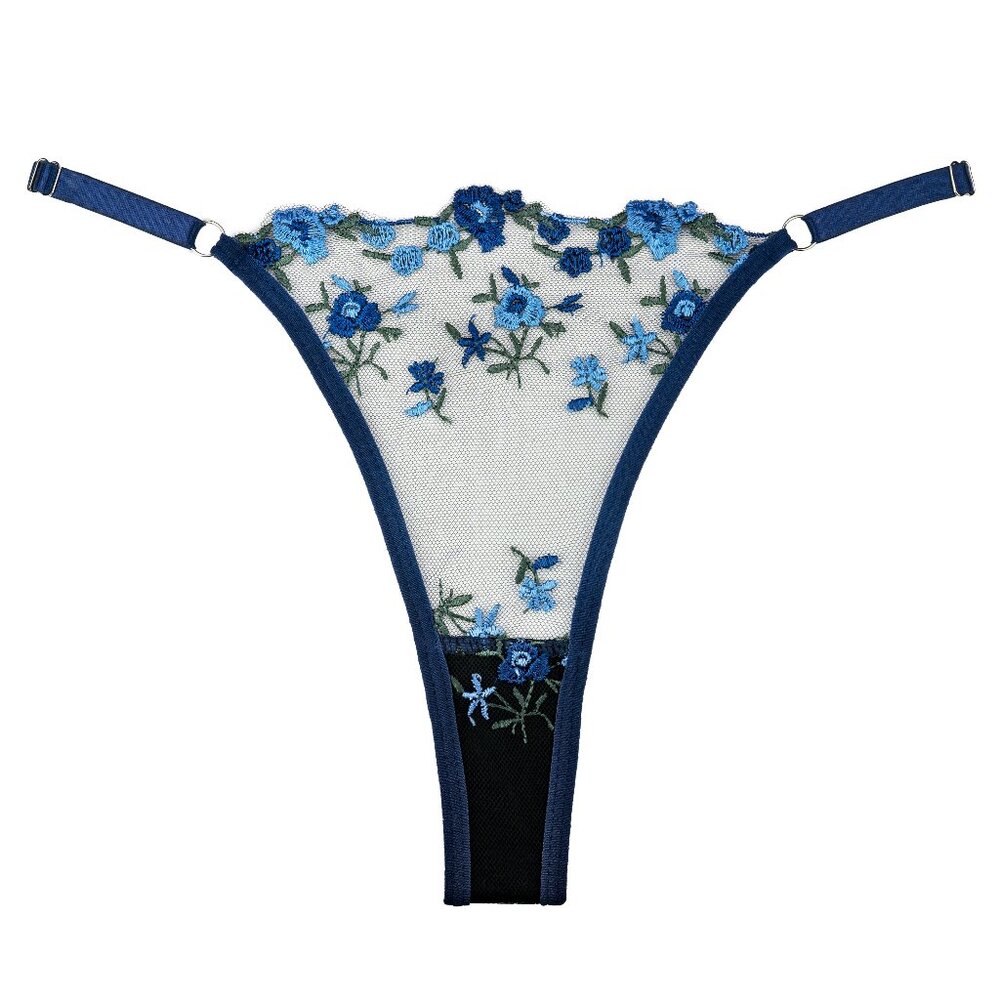 Navy Floral Embroidered Panty